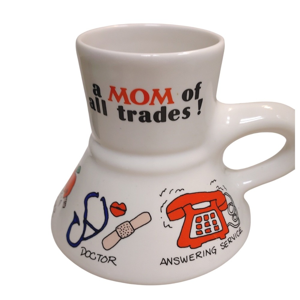 Feltman Langer Mom of All Trades Mug Porcelain Made in CA no spill vintage 1990